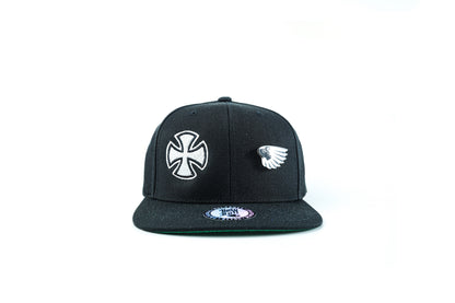 White Cross Black Snapback