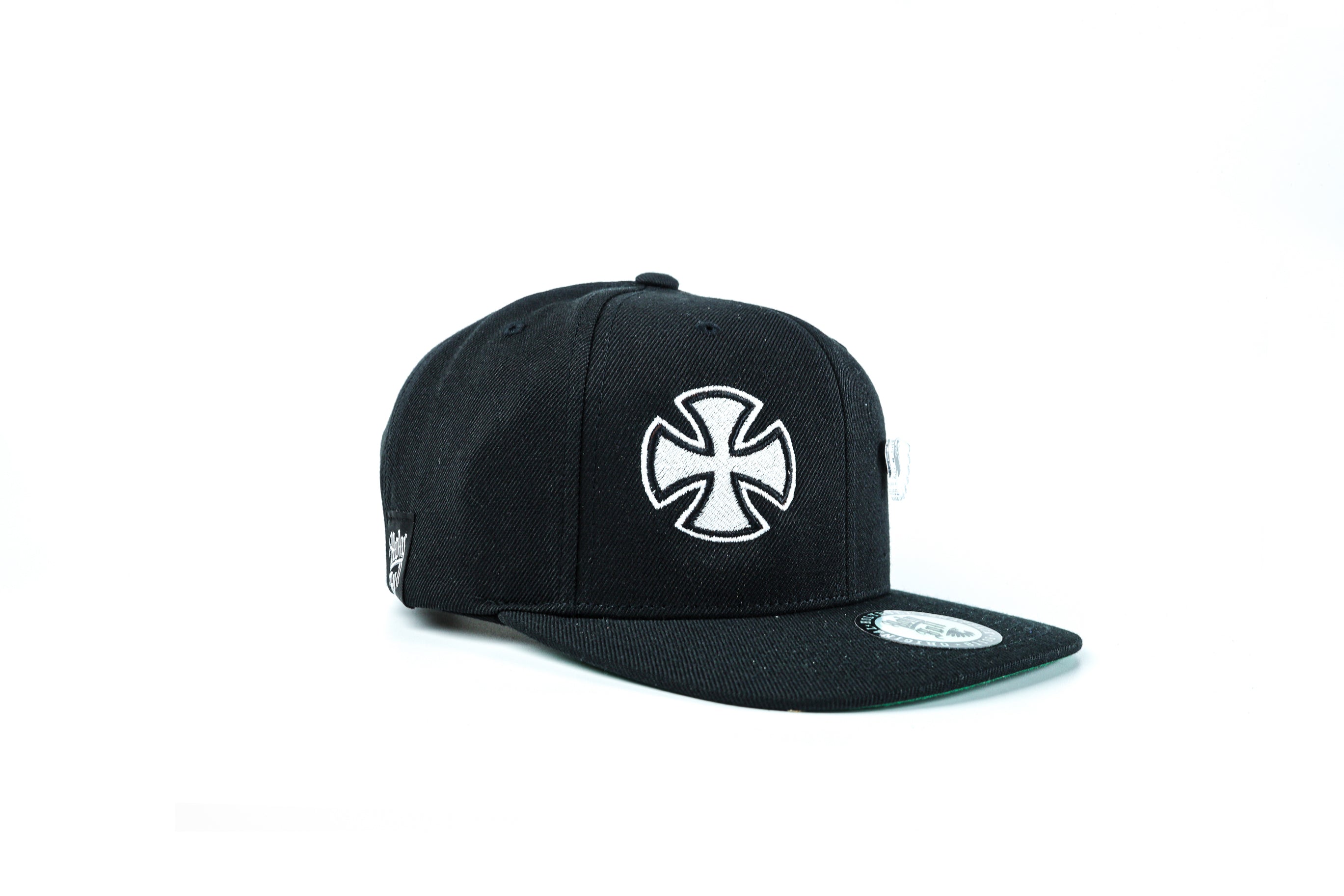 White Cross Black Snapback