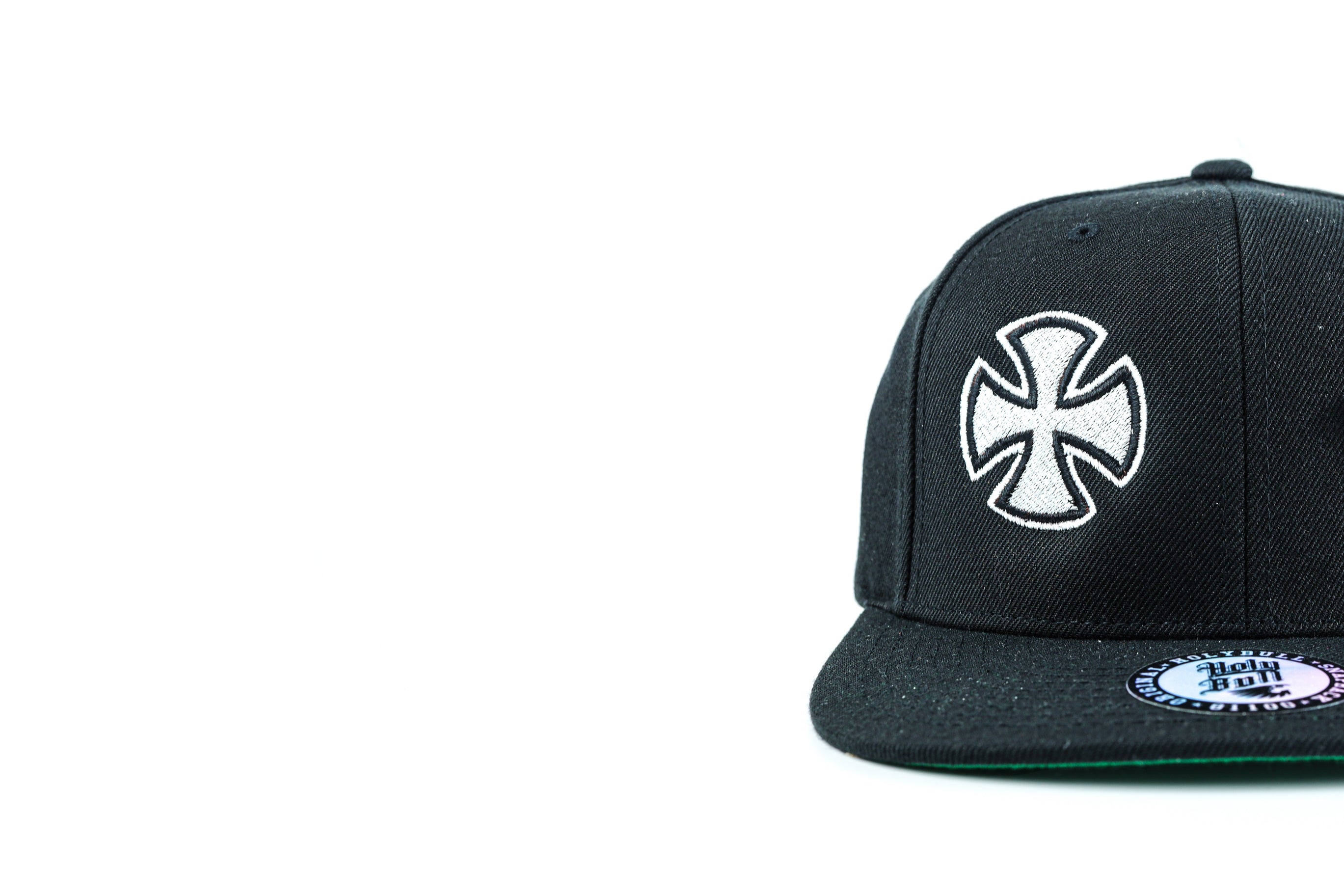 White Cross Black Snapback